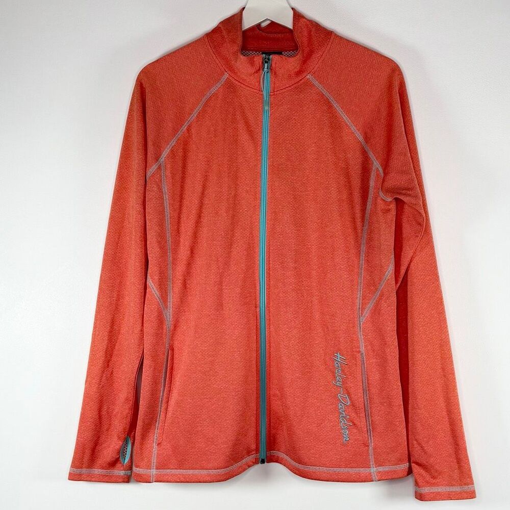 Harley Davidson Lightweight Full Zip Performance Jacket Coral Teal New Orleans,